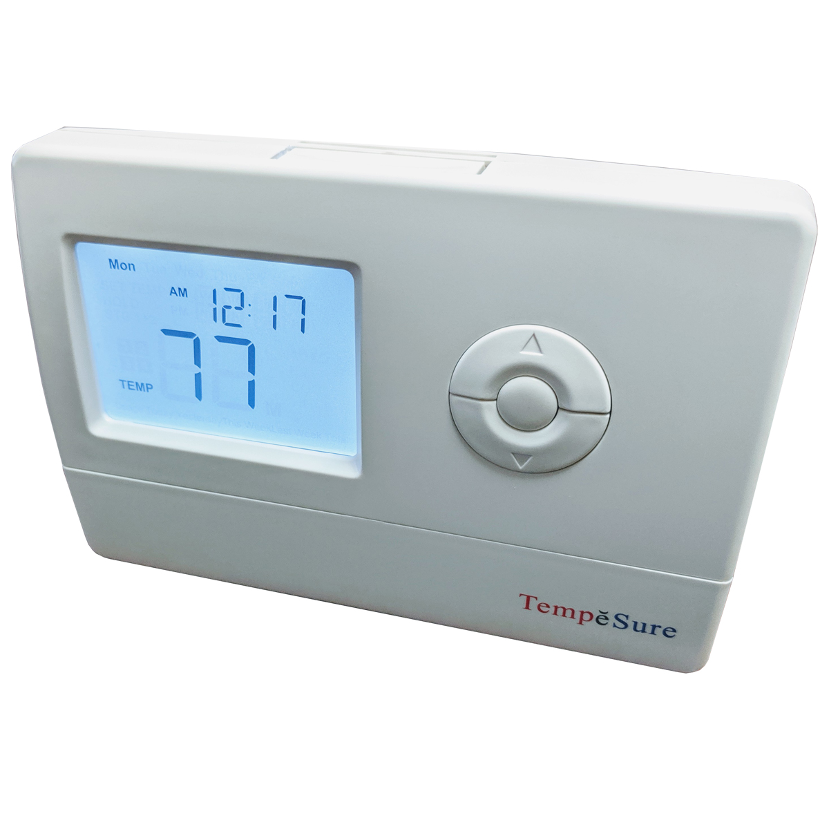 TempĕSure Thermostat 2H/2C Digital Programmable Straight Cool, Heat Pump, Electric Heat, Gas Heat Compatible with 5ft Remote Sensor TESPR22